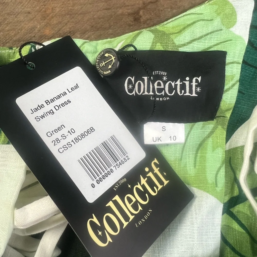 Collectif Mainline Jade Banana Leaf swing dress - Picture 2 of 13